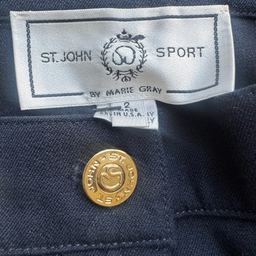 St John Sport Straight-Leg Black Dress Pants with Gold Accent - Picture 4 of 6